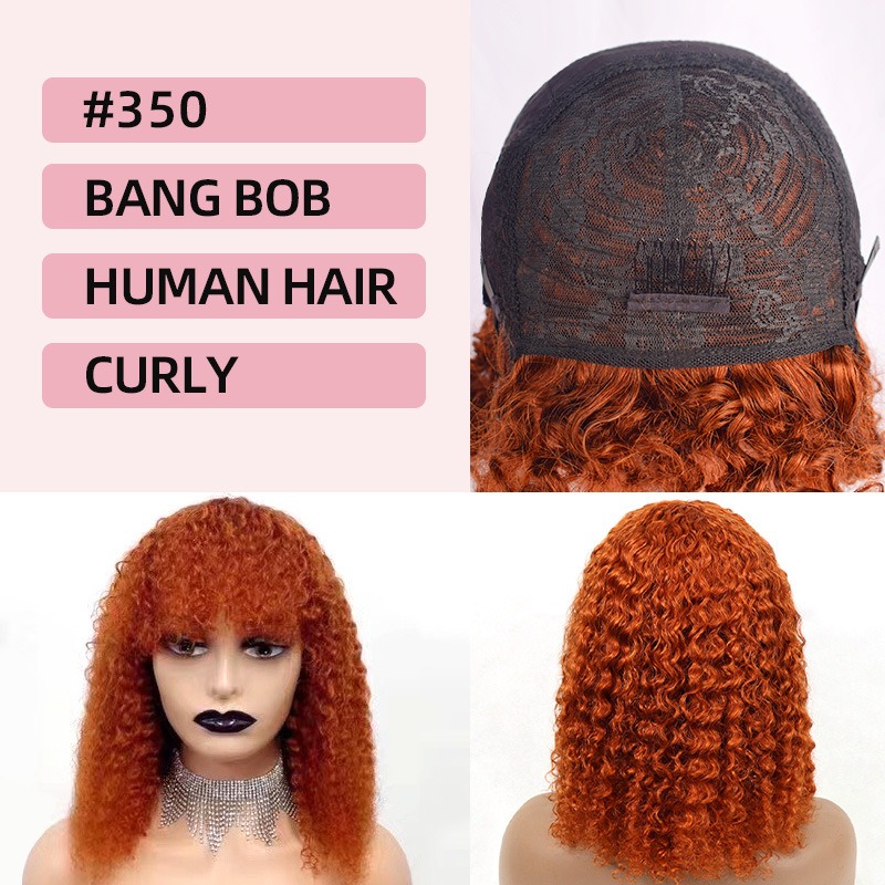 Indulge in luxury with our high-density 200 human hair bang BOB wig, featuring stunning curls for a stylish and voluminous appearance